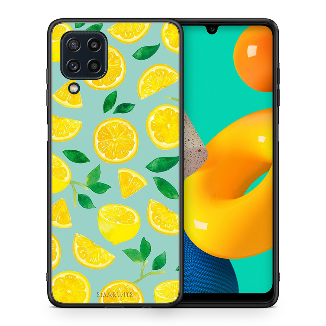 Θήκη Samsung M32 4G Lemons από τη Smartfits με σχέδιο στο πίσω μέρος και μαύρο περίβλημα | Samsung M32 4G Lemons case with colorful back and black bezels