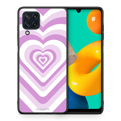 Θήκη Samsung M32 4G Lilac Hearts από τη Smartfits με σχέδιο στο πίσω μέρος και μαύρο περίβλημα | Samsung M32 4G Lilac Hearts case with colorful back and black bezels