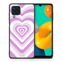 Thumbnail for Θήκη Samsung M32 4G Lilac Hearts από τη Smartfits με σχέδιο στο πίσω μέρος και μαύρο περίβλημα | Samsung M32 4G Lilac Hearts case with colorful back and black bezels