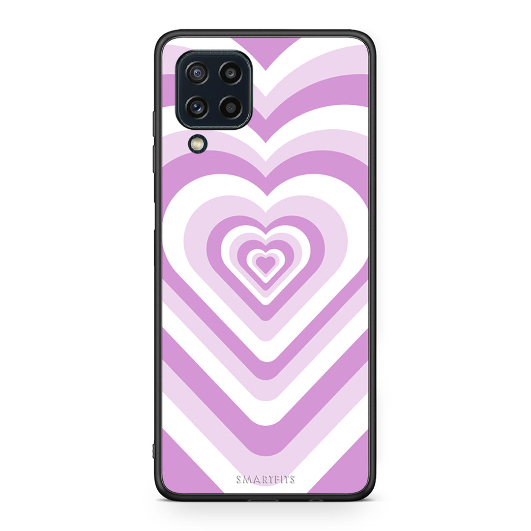 Samsung M32 4G Lilac Hearts θήκη από τη Smartfits με σχέδιο στο πίσω μέρος και μαύρο περίβλημα | Smartphone case with colorful back and black bezels by Smartfits