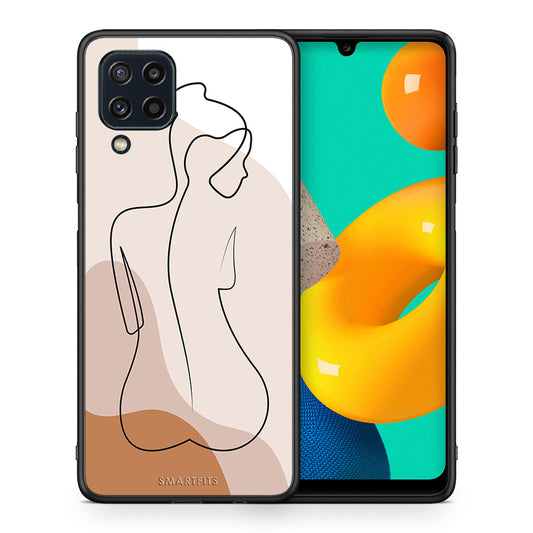 Θήκη Samsung M32 4G LineArt Woman από τη Smartfits με σχέδιο στο πίσω μέρος και μαύρο περίβλημα | Samsung M32 4G LineArt Woman case with colorful back and black bezels