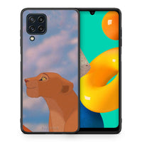 Thumbnail for Θήκη Αγίου Βαλεντίνου Samsung M32 4G Lion Love 2 από τη Smartfits με σχέδιο στο πίσω μέρος και μαύρο περίβλημα | Samsung M32 4G Lion Love 2 case with colorful back and black bezels