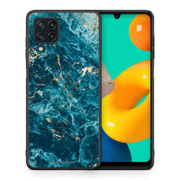 Thumbnail for Θήκη Samsung M32 4G Marble Blue από τη Smartfits με σχέδιο στο πίσω μέρος και μαύρο περίβλημα | Samsung M32 4G Marble Blue case with colorful back and black bezels