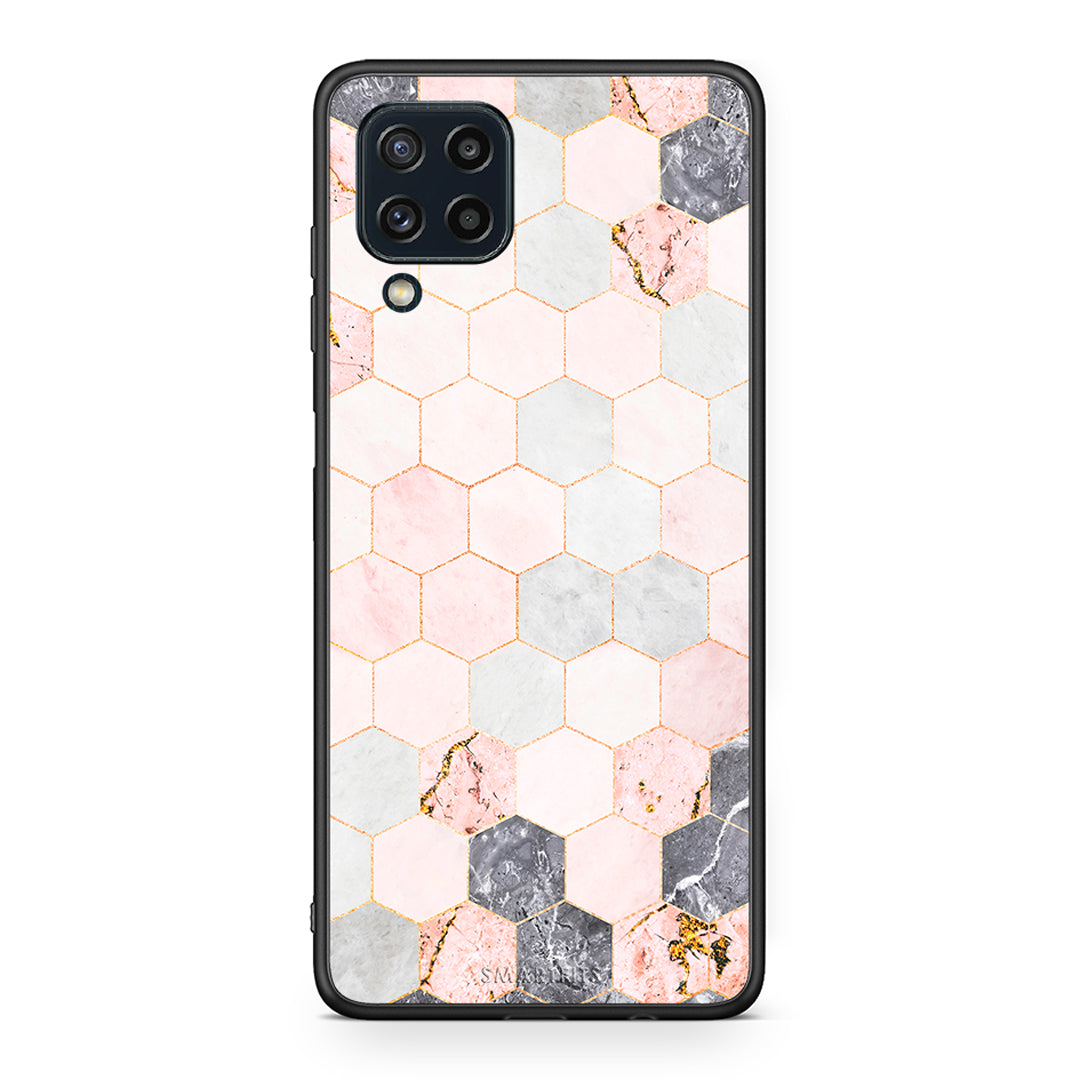 4 - Samsung M32 4G Hexagon Pink Marble case, cover, bumper