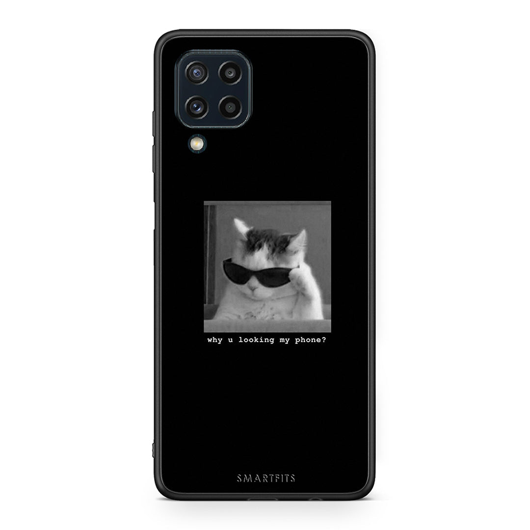 Samsung M32 4G Meme Cat θήκη από τη Smartfits με σχέδιο στο πίσω μέρος και μαύρο περίβλημα | Smartphone case with colorful back and black bezels by Smartfits