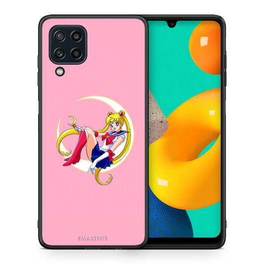 Θήκη Samsung M32 4G Moon Girl από τη Smartfits με σχέδιο στο πίσω μέρος και μαύρο περίβλημα | Samsung M32 4G Moon Girl case with colorful back and black bezels