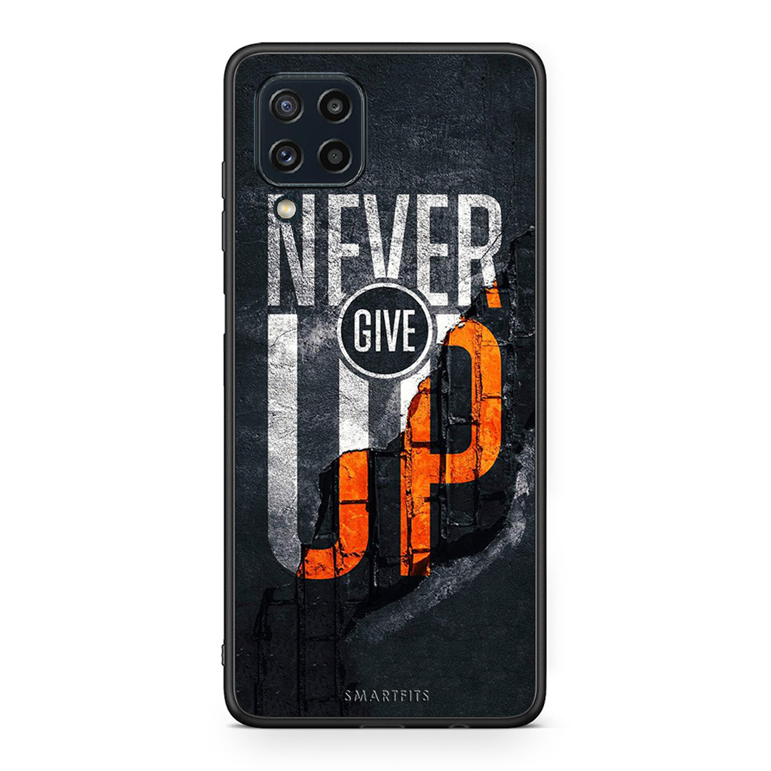 Samsung M32 4G Never Give Up Θήκη Αγίου Βαλεντίνου από τη Smartfits με σχέδιο στο πίσω μέρος και μαύρο περίβλημα | Smartphone case with colorful back and black bezels by Smartfits
