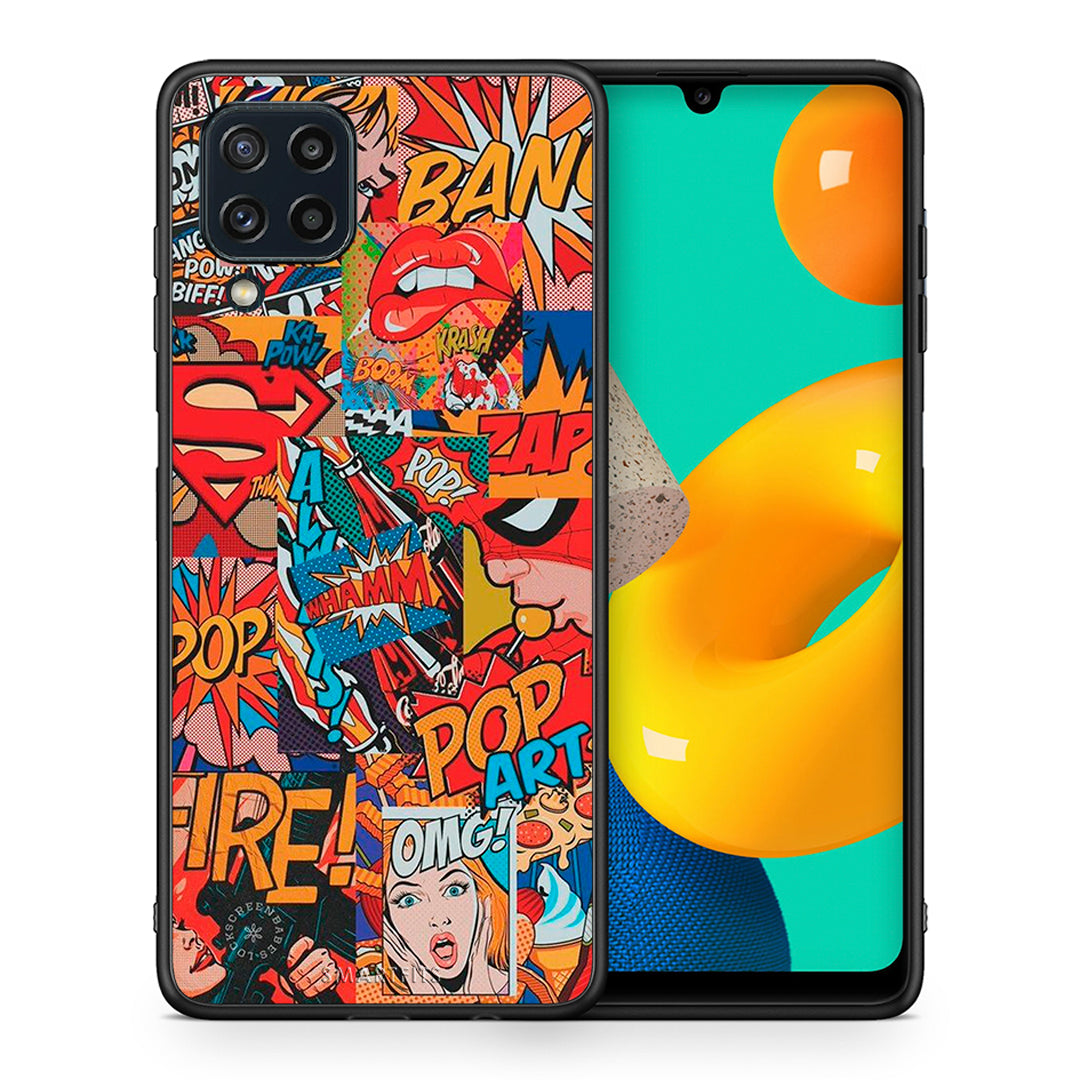 Θήκη Samsung M32 4G PopArt OMG από τη Smartfits με σχέδιο στο πίσω μέρος και μαύρο περίβλημα | Samsung M32 4G PopArt OMG case with colorful back and black bezels