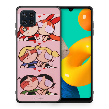 Θήκη Αγίου Βαλεντίνου Samsung M32 4G Puff Love από τη Smartfits με σχέδιο στο πίσω μέρος και μαύρο περίβλημα | Samsung M32 4G Puff Love case with colorful back and black bezels