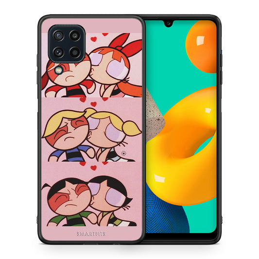 Θήκη Αγίου Βαλεντίνου Samsung M32 4G Puff Love από τη Smartfits με σχέδιο στο πίσω μέρος και μαύρο περίβλημα | Samsung M32 4G Puff Love case with colorful back and black bezels