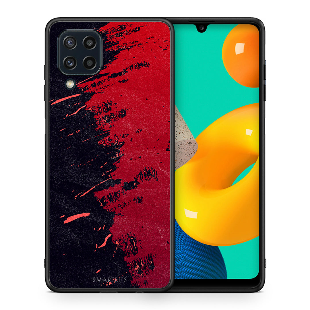 Θήκη Αγίου Βαλεντίνου Samsung M32 4G Red Paint από τη Smartfits με σχέδιο στο πίσω μέρος και μαύρο περίβλημα | Samsung M32 4G Red Paint case with colorful back and black bezels