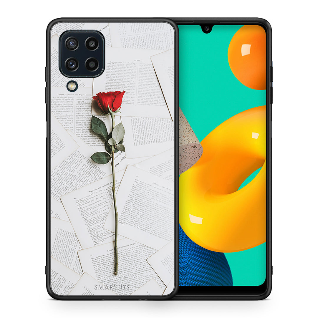 Θήκη Samsung M32 4G Red Rose από τη Smartfits με σχέδιο στο πίσω μέρος και μαύρο περίβλημα | Samsung M32 4G Red Rose case with colorful back and black bezels