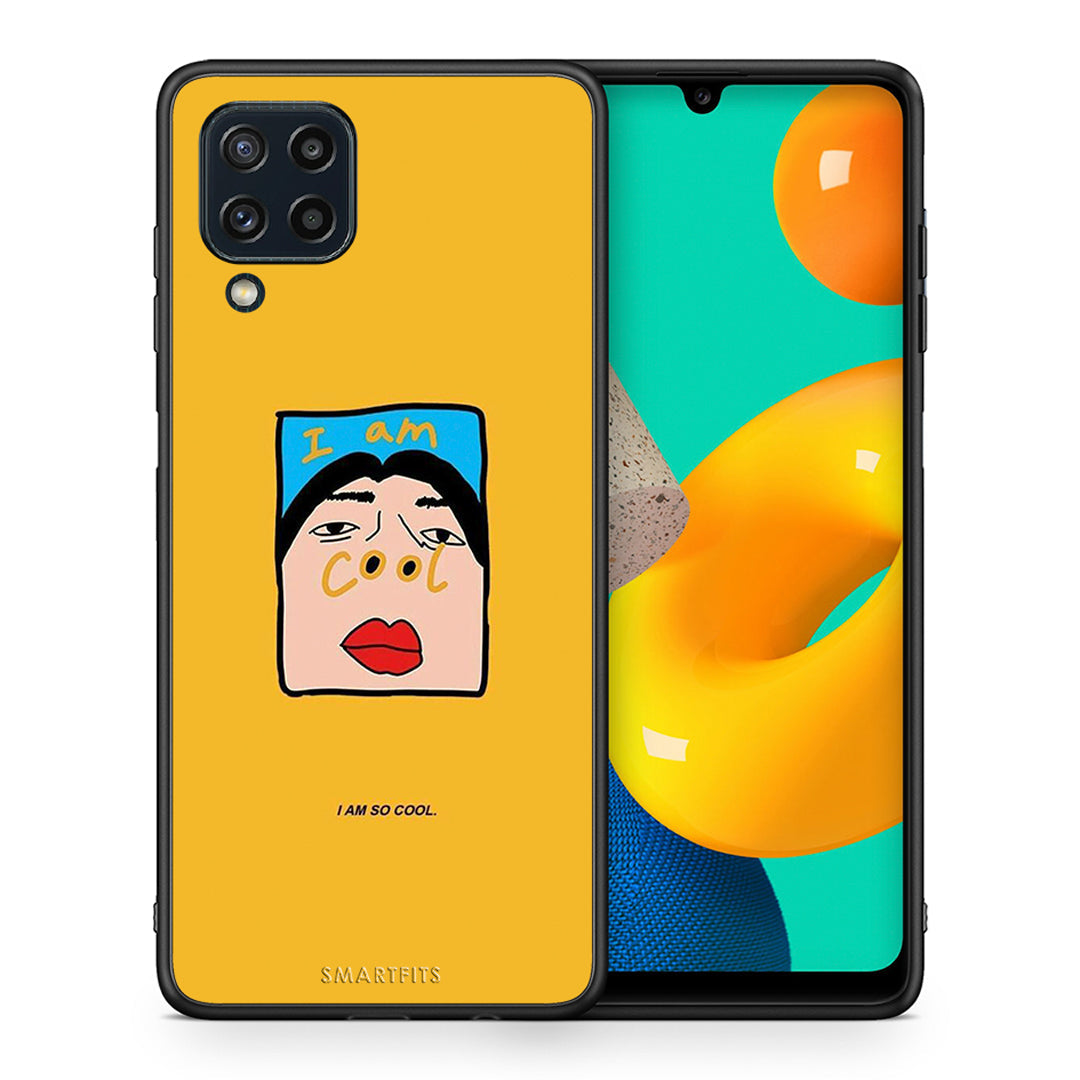 Θήκη Αγίου Βαλεντίνου Samsung M32 4G So Cool από τη Smartfits με σχέδιο στο πίσω μέρος και μαύρο περίβλημα | Samsung M32 4G So Cool case with colorful back and black bezels