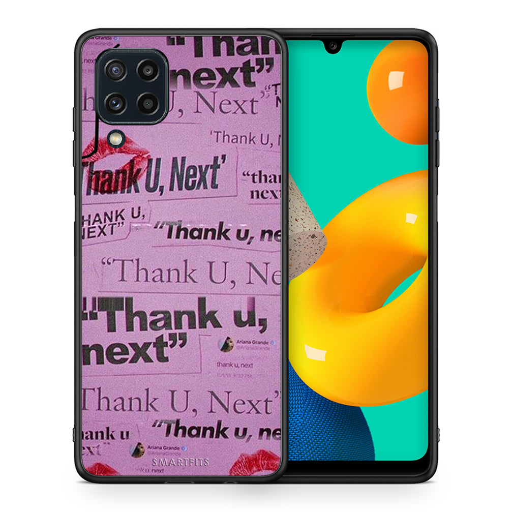 Θήκη Αγίου Βαλεντίνου Samsung M32 4G Thank You Next από τη Smartfits με σχέδιο στο πίσω μέρος και μαύρο περίβλημα | Samsung M32 4G Thank You Next case with colorful back and black bezels