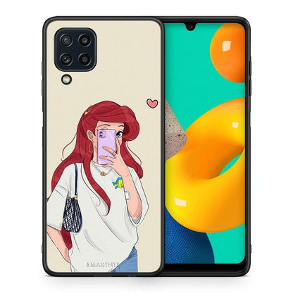 Θήκη Samsung M32 4G Walking Mermaid από τη Smartfits με σχέδιο στο πίσω μέρος και μαύρο περίβλημα | Samsung M32 4G Walking Mermaid case with colorful back and black bezels