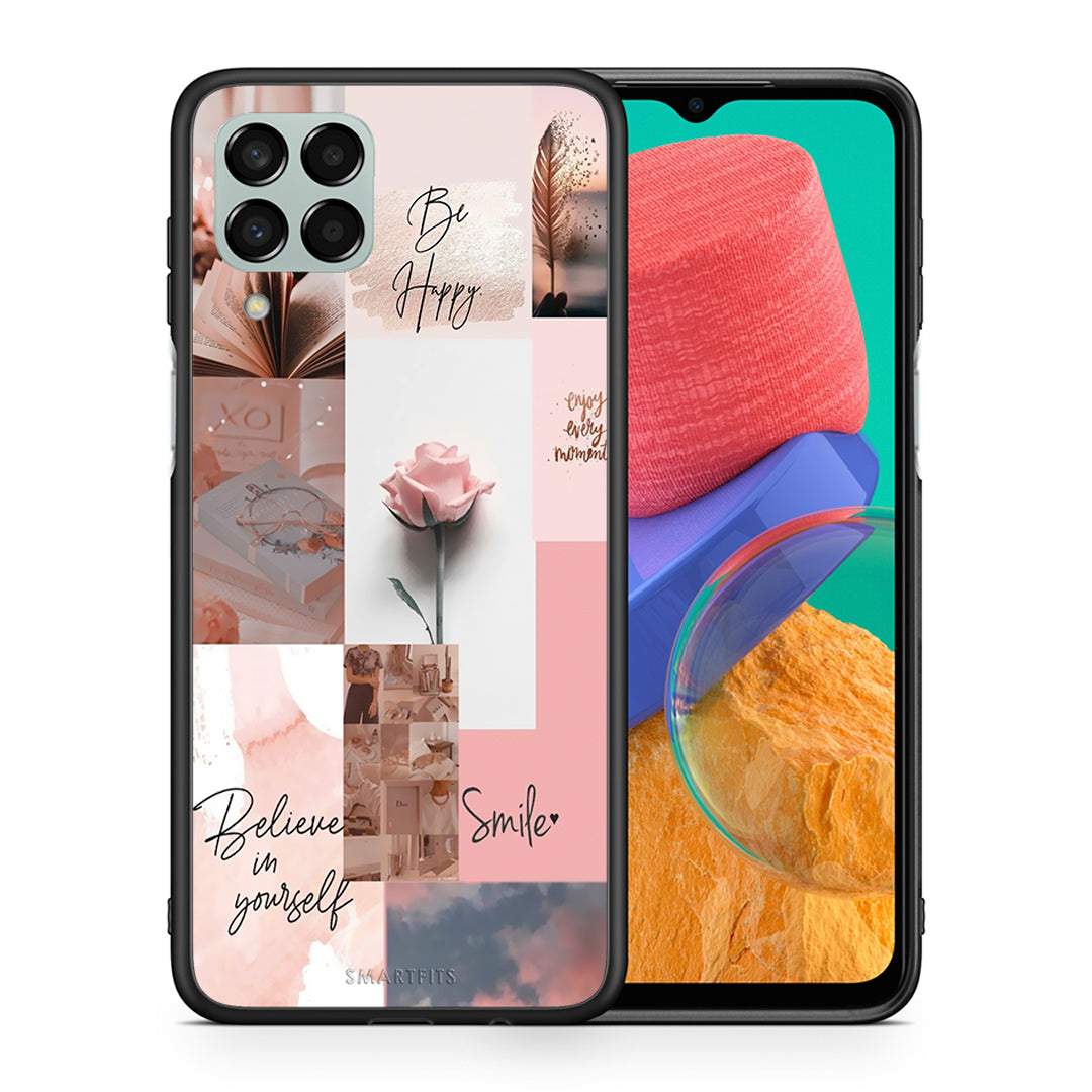 Θήκη Samsung M33 Aesthetic Collage από τη Smartfits με σχέδιο στο πίσω μέρος και μαύρο περίβλημα | Samsung M33 Aesthetic Collage case with colorful back and black bezels