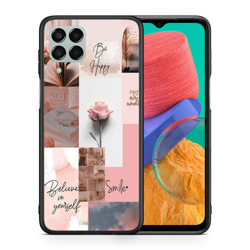 Θήκη Samsung M33 Aesthetic Collage από τη Smartfits με σχέδιο στο πίσω μέρος και μαύρο περίβλημα | Samsung M33 Aesthetic Collage case with colorful back and black bezels