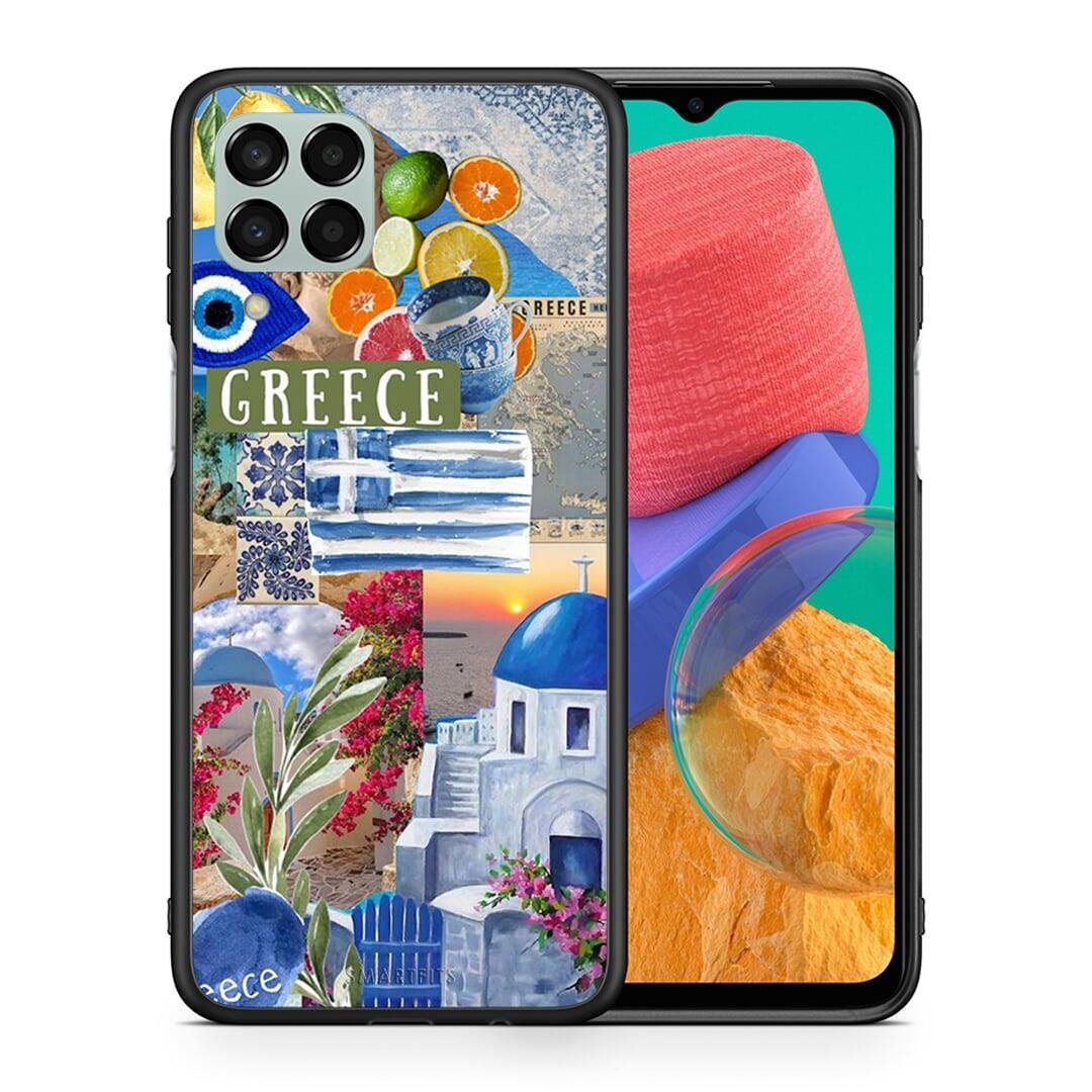 Θήκη Samsung M33 All Greek από τη Smartfits με σχέδιο στο πίσω μέρος και μαύρο περίβλημα | Samsung M33 All Greek case with colorful back and black bezels