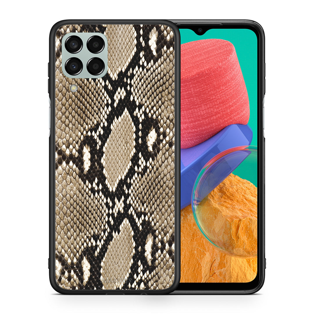 Θήκη Samsung M33 Fashion Snake Animal από τη Smartfits με σχέδιο στο πίσω μέρος και μαύρο περίβλημα | Samsung M33 Fashion Snake Animal case with colorful back and black bezels