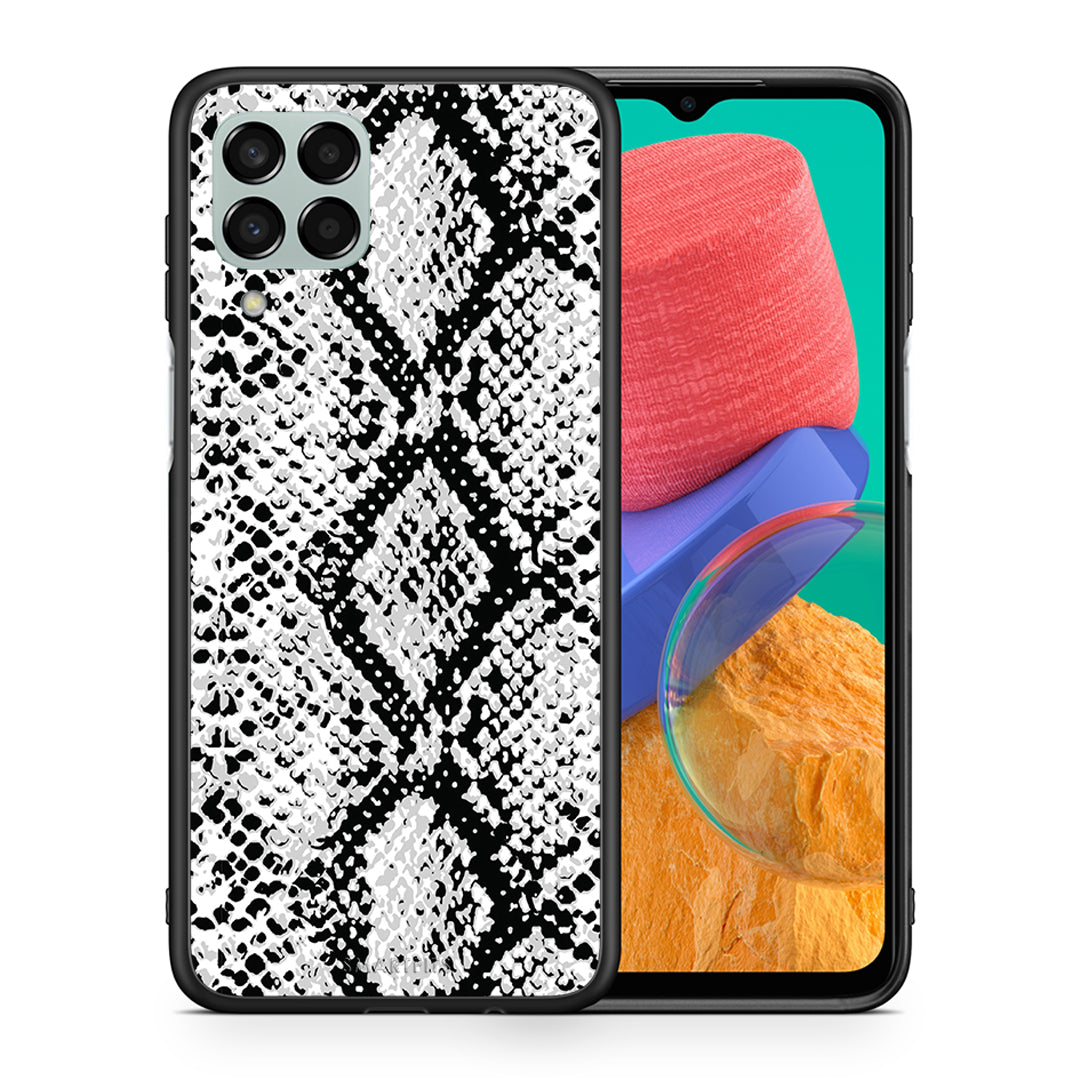 Θήκη Samsung M33 White Snake Animal από τη Smartfits με σχέδιο στο πίσω μέρος και μαύρο περίβλημα | Samsung M33 White Snake Animal case with colorful back and black bezels