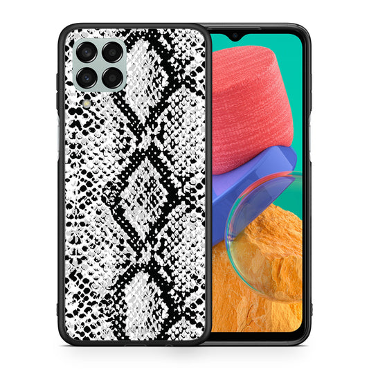 Θήκη Samsung M33 White Snake Animal από τη Smartfits με σχέδιο στο πίσω μέρος και μαύρο περίβλημα | Samsung M33 White Snake Animal case with colorful back and black bezels