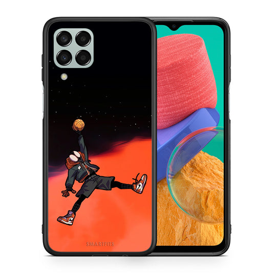 Θήκη Samsung M33 Basketball Hero από τη Smartfits με σχέδιο στο πίσω μέρος και μαύρο περίβλημα | Samsung M33 Basketball Hero case with colorful back and black bezels