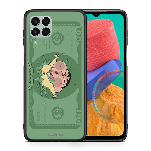 Θήκη Αγίου Βαλεντίνου Samsung M33 Big Money από τη Smartfits με σχέδιο στο πίσω μέρος και μαύρο περίβλημα | Samsung M33 Big Money case with colorful back and black bezels