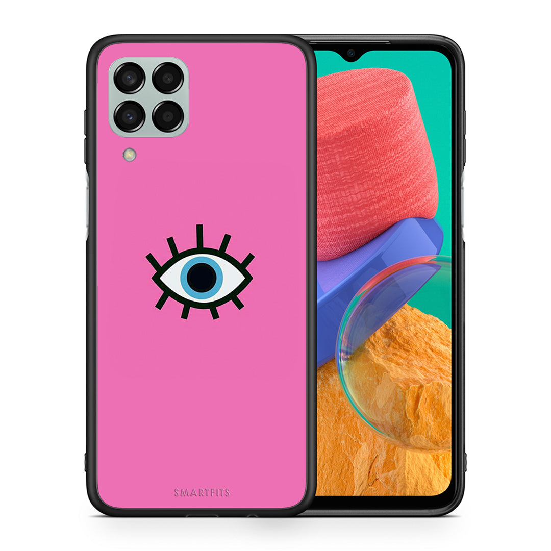 Θήκη Samsung M33 Blue Eye Pink από τη Smartfits με σχέδιο στο πίσω μέρος και μαύρο περίβλημα | Samsung M33 Blue Eye Pink case with colorful back and black bezels