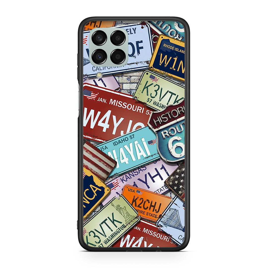 Samsung M33 Car Plates θήκη από τη Smartfits με σχέδιο στο πίσω μέρος και μαύρο περίβλημα | Smartphone case with colorful back and black bezels by Smartfits