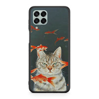 Thumbnail for Samsung M33 Cat Goldfish θήκη από τη Smartfits με σχέδιο στο πίσω μέρος και μαύρο περίβλημα | Smartphone case with colorful back and black bezels by Smartfits