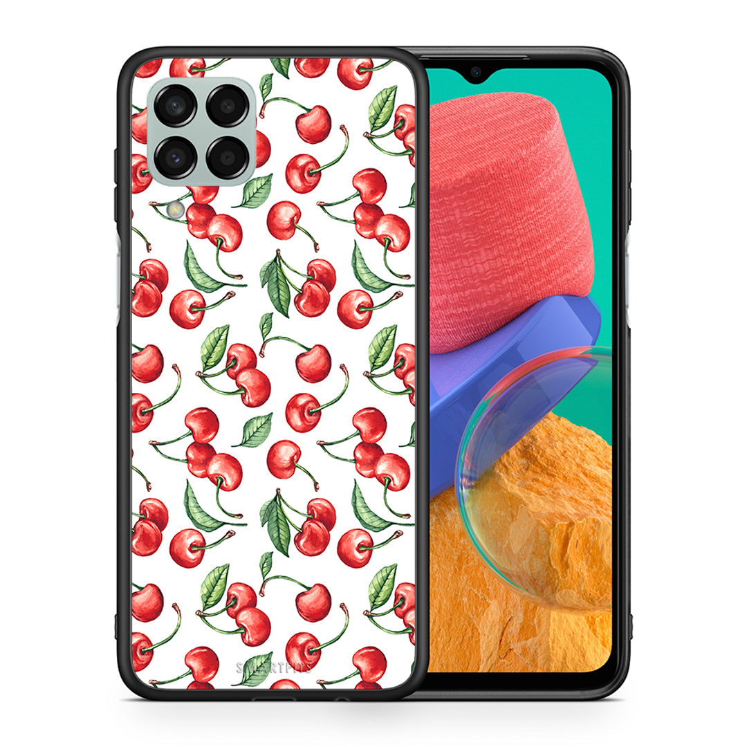 Θήκη Samsung M33 Cherry Summer από τη Smartfits με σχέδιο στο πίσω μέρος και μαύρο περίβλημα | Samsung M33 Cherry Summer case with colorful back and black bezels