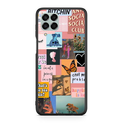 Samsung M33 Collage Bitchin Θήκη Αγίου Βαλεντίνου από τη Smartfits με σχέδιο στο πίσω μέρος και μαύρο περίβλημα | Smartphone case with colorful back and black bezels by Smartfits