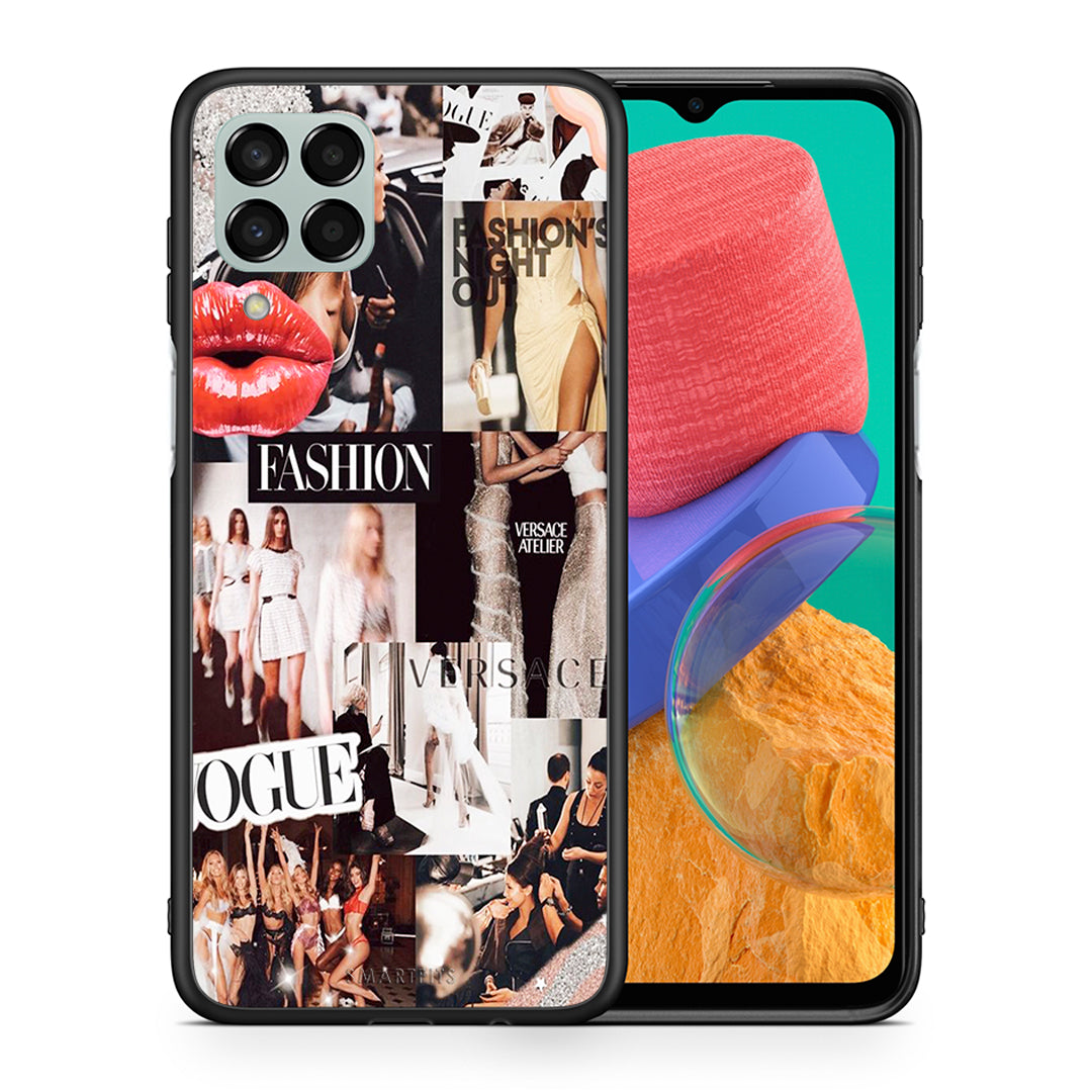 Θήκη Αγίου Βαλεντίνου Samsung M33 Collage Fashion από τη Smartfits με σχέδιο στο πίσω μέρος και μαύρο περίβλημα | Samsung M33 Collage Fashion case with colorful back and black bezels