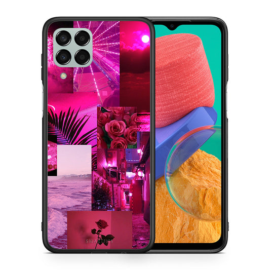 Θήκη Αγίου Βαλεντίνου Samsung M33 Collage Red Roses από τη Smartfits με σχέδιο στο πίσω μέρος και μαύρο περίβλημα | Samsung M33 Collage Red Roses case with colorful back and black bezels