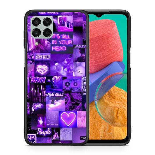 Θήκη Αγίου Βαλεντίνου Samsung M33 Collage Stay Wild από τη Smartfits με σχέδιο στο πίσω μέρος και μαύρο περίβλημα | Samsung M33 Collage Stay Wild case with colorful back and black bezels