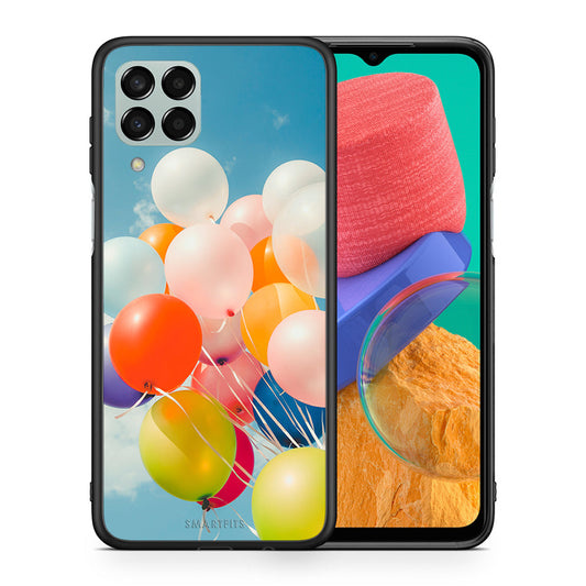 Θήκη Samsung M33 Colorful Balloons από τη Smartfits με σχέδιο στο πίσω μέρος και μαύρο περίβλημα | Samsung M33 Colorful Balloons case with colorful back and black bezels