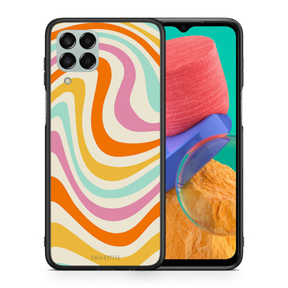 Θήκη Samsung M33 Colourful Waves από τη Smartfits με σχέδιο στο πίσω μέρος και μαύρο περίβλημα | Samsung M33 Colourful Waves case with colorful back and black bezels