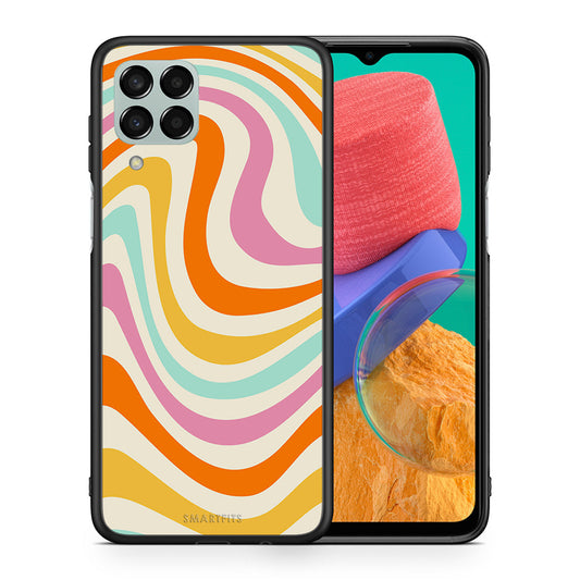 Θήκη Samsung M33 Colourful Waves από τη Smartfits με σχέδιο στο πίσω μέρος και μαύρο περίβλημα | Samsung M33 Colourful Waves case with colorful back and black bezels