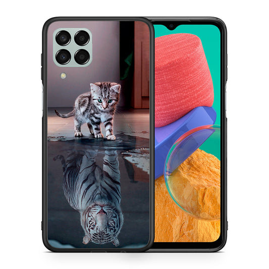 Θήκη Samsung M33 Tiger Cute από τη Smartfits με σχέδιο στο πίσω μέρος και μαύρο περίβλημα | Samsung M33 Tiger Cute case with colorful back and black bezels