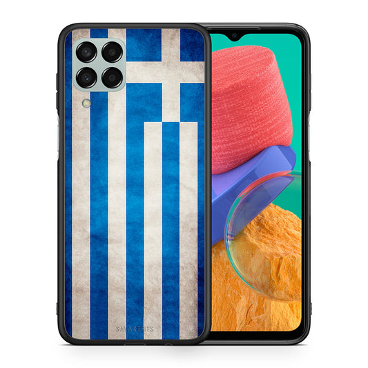 Θήκη Samsung M33 Greek Flag από τη Smartfits με σχέδιο στο πίσω μέρος και μαύρο περίβλημα | Samsung M33 Greek Flag case with colorful back and black bezels