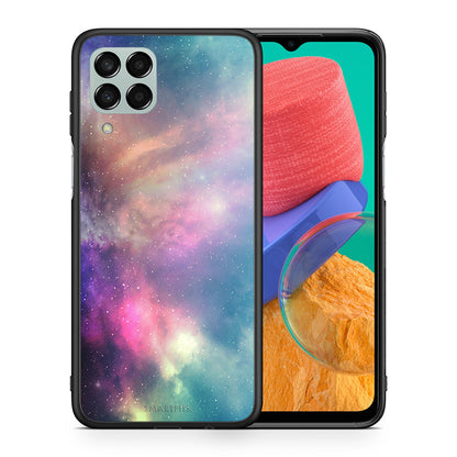 Θήκη Samsung M33 Rainbow Galaxy από τη Smartfits με σχέδιο στο πίσω μέρος και μαύρο περίβλημα | Samsung M33 Rainbow Galaxy case with colorful back and black bezels