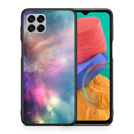 Θήκη Samsung M33 Rainbow Galaxy από τη Smartfits με σχέδιο στο πίσω μέρος και μαύρο περίβλημα | Samsung M33 Rainbow Galaxy case with colorful back and black bezels