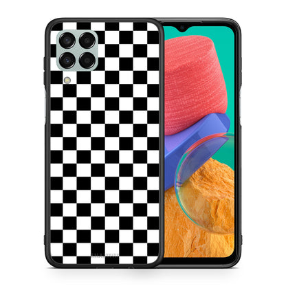 Θήκη Samsung M33 Squares Geometric από τη Smartfits με σχέδιο στο πίσω μέρος και μαύρο περίβλημα | Samsung M33 Squares Geometric case with colorful back and black bezels