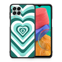 Thumbnail for Θήκη Samsung M33 Green Hearts από τη Smartfits με σχέδιο στο πίσω μέρος και μαύρο περίβλημα | Samsung M33 Green Hearts case with colorful back and black bezels