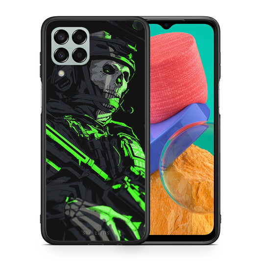 Θήκη Αγίου Βαλεντίνου Samsung M33 Green Soldier από τη Smartfits με σχέδιο στο πίσω μέρος και μαύρο περίβλημα | Samsung M33 Green Soldier case with colorful back and black bezels