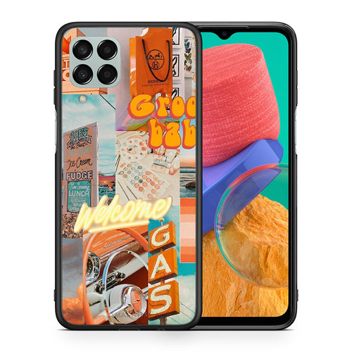 Θήκη Αγίου Βαλεντίνου Samsung M33 Groovy Babe από τη Smartfits με σχέδιο στο πίσω μέρος και μαύρο περίβλημα | Samsung M33 Groovy Babe case with colorful back and black bezels