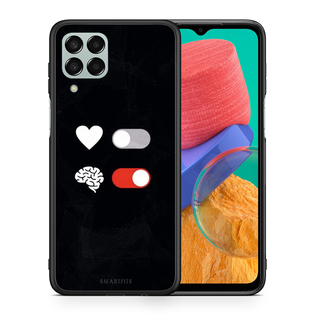 Θήκη Αγίου Βαλεντίνου Samsung M33 Heart Vs Brain από τη Smartfits με σχέδιο στο πίσω μέρος και μαύρο περίβλημα | Samsung M33 Heart Vs Brain case with colorful back and black bezels