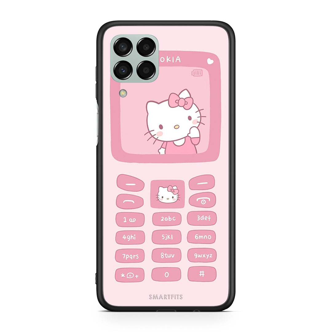 Samsung M33 Hello Kitten Θήκη Αγίου Βαλεντίνου από τη Smartfits με σχέδιο στο πίσω μέρος και μαύρο περίβλημα | Smartphone case with colorful back and black bezels by Smartfits