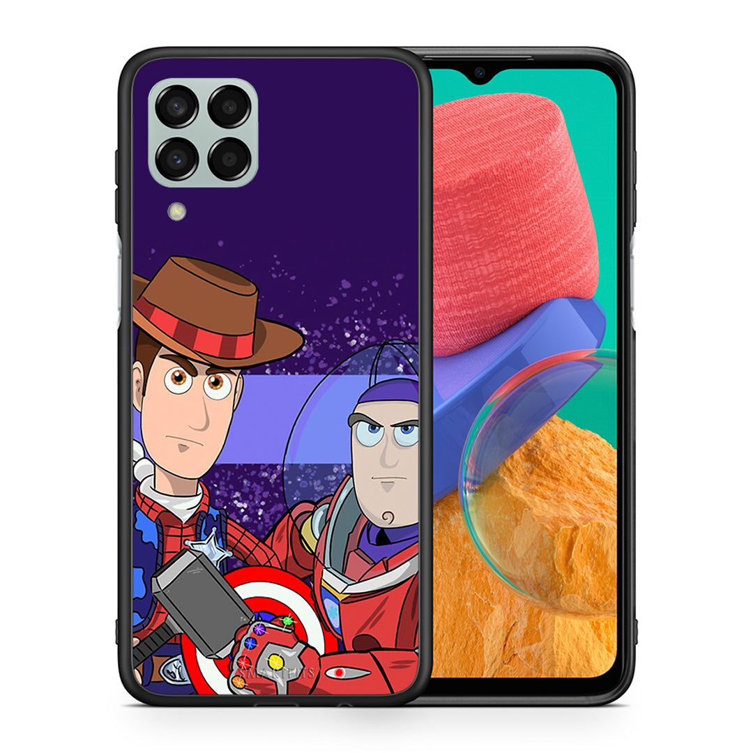 Θήκη Samsung M33 Infinity Story από τη Smartfits με σχέδιο στο πίσω μέρος και μαύρο περίβλημα | Samsung M33 Infinity Story case with colorful back and black bezels