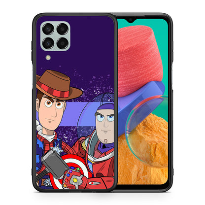 Θήκη Samsung M33 Infinity Story από τη Smartfits με σχέδιο στο πίσω μέρος και μαύρο περίβλημα | Samsung M33 Infinity Story case with colorful back and black bezels